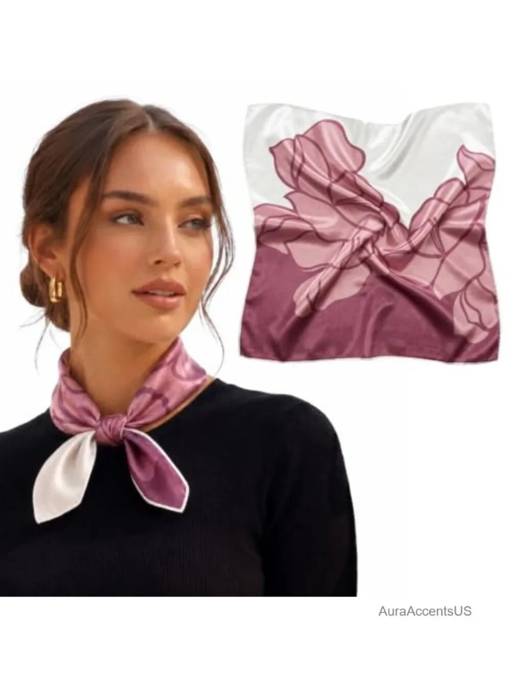 Mulberry Silk Scarf – Lightweight Neckerchief & Head Scarf – 11 Styling Ways